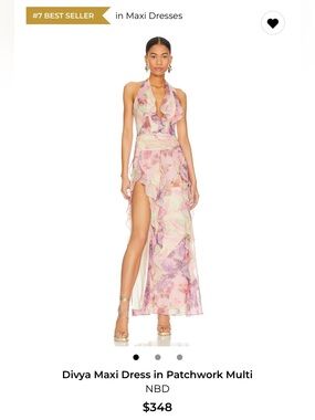 knot dress maxi Suki Knit Maxi Dress With Flowers - Nude